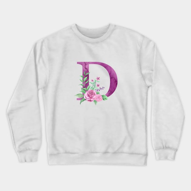 Floral Monogram D Beautiful Rose Bouquet Crewneck Sweatshirt by floralmonogram